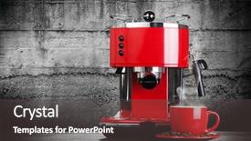  Presentation with red carpet retro style - Slide deck with red retro style coffee machine background and a dark gray colored foreground