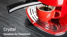  Presentation with machine - Audience pleasing slides consisting of red retro style coffee machine backdrop and a gray colored foreground