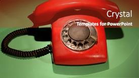  Presentation with red telephone - Colorful PPT theme enhanced with red retro telephone on dark color background backdrop and a crimson colored foreground