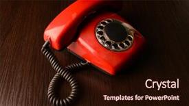  Presentation with red telephone - Slides enhanced with red retro telephone on dark background background and a wine colored foreground