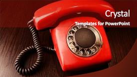  Presentation with red telephone - Cool new slide set with red retro telephone on dark backdrop and a crimson colored foreground