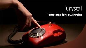  Presentation with red telephone - Colorful PPT layouts enhanced with red retro telephone on dark background backdrop and a black colored foreground