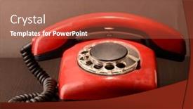  Presentation with red telephone - Beautiful slide deck featuring red retro telephone on dark background backdrop and a red colored foreground