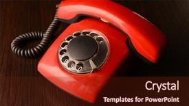  Presentation with red telephone - Presentation theme featuring red retro telephone on dark background background and a tawny brown colored foreground
