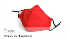  Presentation with reusable - Colorful slide set enhanced with red-reusable-fabric-face-mask backdrop and a white colored foreground