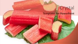  Presentation with stem - PPT theme having red-rhubarb-stem-cuts-over background and a coral colored foreground