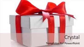  Presentation with an open gift box - Theme enhanced with red ribbon and big bow background and a lemonade colored foreground