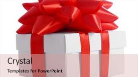  Presentation with gift ribbon - Amazing PPT theme having red ribbon and big bow backdrop and a coral colored foreground