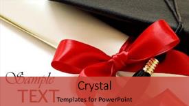  Presentation with graduation white cap - Amazing PPT theme having red ribbon and black graduation backdrop and a red colored foreground