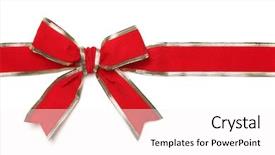  Presentation with red bow - Slide deck enhanced with red ribbon bow isolated background and a white colored foreground