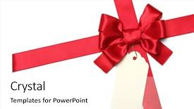  Presentation with blank whiteboard isolated on white - Slides having red ribbon bow with blank background and a white colored foreground