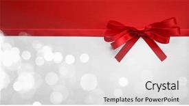  Presentation with red bow - Presentation design featuring red ribbon bow with bokeh christmas decoration background and a white colored foreground