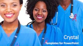  Presentation with healthcare workers - Audience pleasing PPT theme consisting of red ribbon for aids backdrop and a cobalt blue colored foreground