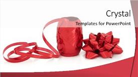  Presentation with gift ribbon - Colorful PPT theme enhanced with red ribbon gift and bow backdrop and a  colored foreground