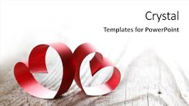  Presentation with valentines day - Cool new slide deck with red ribbon hearts on wooden backdrop and a white colored foreground
