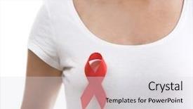  Presentation with awareness - Slide deck featuring red ribbon isolated on white background and a light gray colored foreground