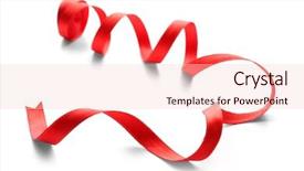  Presentation with red - Presentation enhanced with red ribbon isolated on white background and a lemonade colored foreground