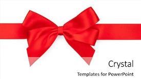  Presentation with red and white industry - Colorful slides enhanced with red ribbon with bow isolated backdrop and a white colored foreground