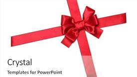  Presentation with red bow - Colorful slide deck enhanced with red ribbon with bow isolated backdrop and a white colored foreground