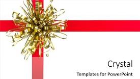  Presentation with red gold white - Presentation design featuring red ribbon with gold bow background and a  colored foreground