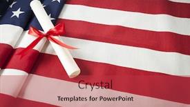  Presentation with wrapped flag - Colorful slide set enhanced with red-ribbon-wrapped-diploma-resting backdrop and a red colored foreground