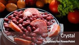  Presentation with food red - Presentation theme enhanced with red rice - brazilian feijoada food background and a tawny brown colored foreground