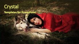  Presentation with wolf - Beautiful presentation theme featuring red riding hood and the wolf outdoor in the wood backdrop and a tawny brown colored foreground