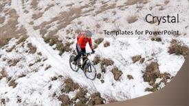  Presentation with sport blue - Audience pleasing slides consisting of red riding the mountain backdrop and a mint green colored foreground