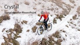  Presentation with sport blue - Theme featuring red riding the mountain background and a soft green colored foreground