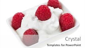  Presentation with white plate - Beautiful theme featuring red-ripe-raspberry-fruit backdrop and a white colored foreground