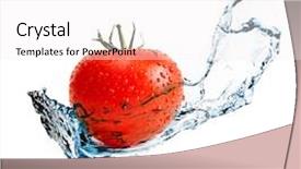  Presentation with pure splash water - Audience pleasing presentation consisting of red ripe tomato with water backdrop and a white colored foreground