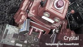  Presentation with electronics - PPT theme having red robot buried in old background and a  colored foreground