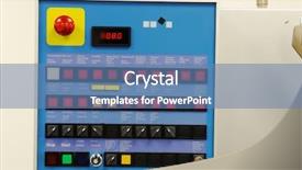  Presentation with control panel - Audience pleasing presentation theme consisting of red robot leading - modern industrial control panel backdrop and a teal colored foreground