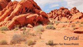  Presentation with fire red - Theme consisting of red rocks in valley background and a coral colored foreground