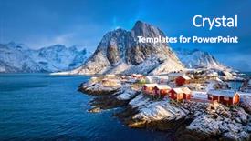  Presentation with tourist - Amazing slide deck having red rorbu houses in winter backdrop and a teal colored foreground