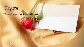  Presentation with invitation - Slide deck consisting of red rose and blank invitation card on golden satin background and a yellow colored foreground