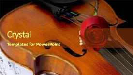  Presentation with sheet music - Presentation theme having red rose and sheet music background and a  colored foreground
