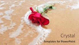  Presentation with ocean - Slide set consisting of red-rose-at-the-beach background and a coral colored foreground