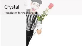  Presentation with mime - Colorful PPT theme enhanced with red rose behind a panel backdrop and a white colored foreground