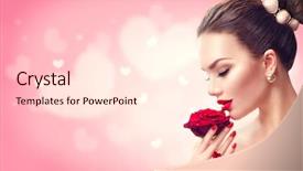  Presentation with pink nails - Slides with red rose fashion model background and a cream colored foreground