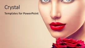  Presentation with luxury fashion - Presentation theme featuring red rose flower red lips background and a lemonade colored foreground