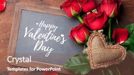  Presentation with greeting card - Colorful slide set enhanced with red rose flowers bouquet backdrop and a violet colored foreground