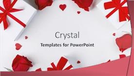  Presentation with white rose - Beautiful presentation featuring red-rose-flowers-hearts backdrop and a white colored foreground