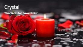  Presentation with candle - Presentation theme consisting of red rose petals with candle background and a dark gray colored foreground