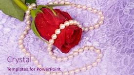  Presentation with floral pearls - Presentation theme having red-rose-rests background and a sky blue colored foreground