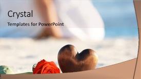 Presentation with sand heart - PPT layouts featuring red rose with decorative heart background and a coral colored foreground