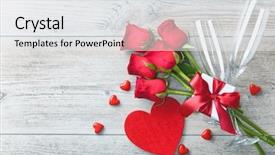  Presentation with flutes - Colorful theme enhanced with red roses and champagne flute backdrop and a white colored foreground