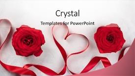  Presentation with red white grey - Cool new slides with red roses and red ribbon backdrop and a  colored foreground