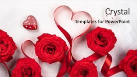  Presentation with red white grey - Beautiful PPT layouts featuring red roses and red ribbon backdrop and a  colored foreground