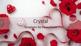  Presentation with red white grey - Slides consisting of red roses and red ribbon background and a  colored foreground